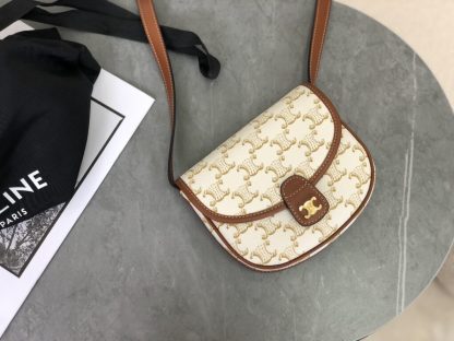 REPLICA CELINE MINI BESACE IN TRIOMPHE CANVAS AND CALFSKIN 196702 WHITE #3954 - Image 15