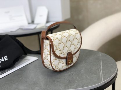 REPLICA CELINE MINI BESACE IN TRIOMPHE CANVAS AND CALFSKIN 196702 WHITE #3954 - Image 16