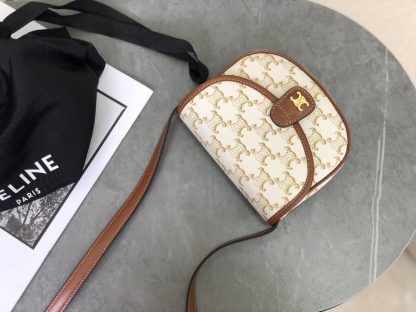 REPLICA CELINE MINI BESACE IN TRIOMPHE CANVAS AND CALFSKIN 196702 WHITE #3954 - Image 10