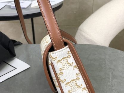 REPLICA CELINE MINI BESACE IN TRIOMPHE CANVAS AND CALFSKIN 196702 WHITE #3954 - Image 9