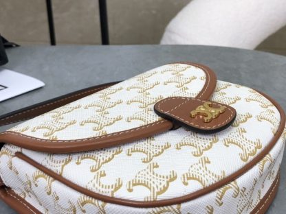 REPLICA CELINE MINI BESACE IN TRIOMPHE CANVAS AND CALFSKIN 196702 WHITE #3954 - Image 2