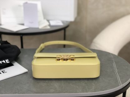 REPLICA CELINE SHOULDER BAG CLAUDE IN NATURAL CALFSKIN 194143 LEMON-YELLOW #3953 - Image 9