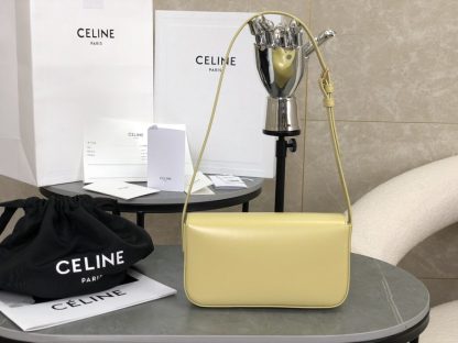 REPLICA CELINE SHOULDER BAG CLAUDE IN NATURAL CALFSKIN 194143 LEMON-YELLOW #3953 - Image 10