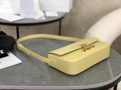 REPLICA CELINE SHOULDER BAG CLAUDE IN NATURAL CALFSKIN 194143 LEMON-YELLOW #3953 - Image 11