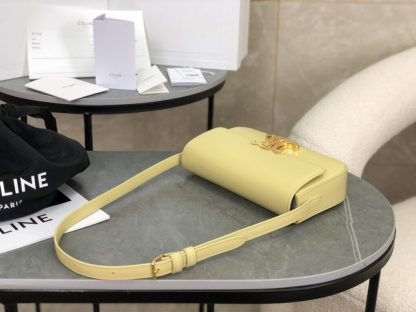 REPLICA CELINE SHOULDER BAG CLAUDE IN NATURAL CALFSKIN 194143 LEMON-YELLOW #3953 - Image 13