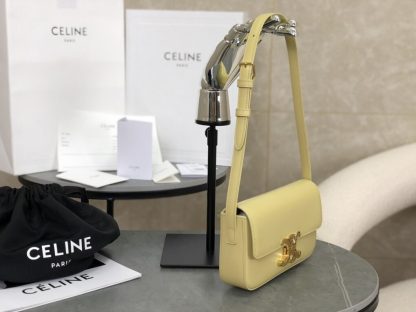 REPLICA CELINE SHOULDER BAG CLAUDE IN NATURAL CALFSKIN 194143 LEMON-YELLOW #3953 - Image 14