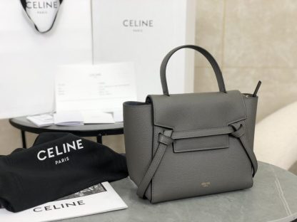REPLICA CELINE NANO BELT BAG IN GRAINED CALFSKIN GREY #3929 - Image 2