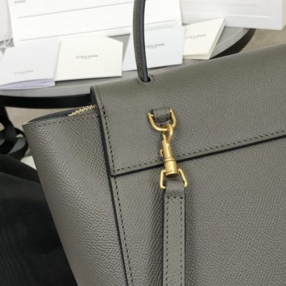 REPLICA CELINE NANO BELT BAG IN GRAINED CALFSKIN GREY #3929 - Image 9
