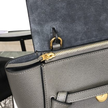 REPLICA CELINE NANO BELT BAG IN GRAINED CALFSKIN GREY #3929 - Image 11