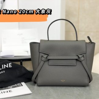 REPLICA CELINE NANO BELT BAG IN GRAINED CALFSKIN GREY #3929