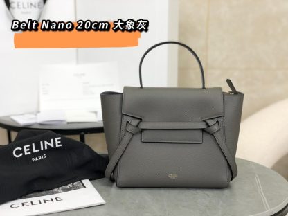 REPLICA CELINE NANO BELT BAG IN GRAINED CALFSKIN GREY #3929