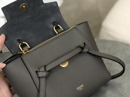 REPLICA CELINE PICO BELT BAG IN GRAINED CALFSKIN GREY #3933 - Image 9