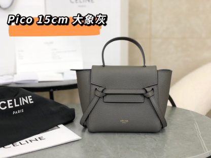 REPLICA CELINE PICO BELT BAG IN GRAINED CALFSKIN GREY #3933