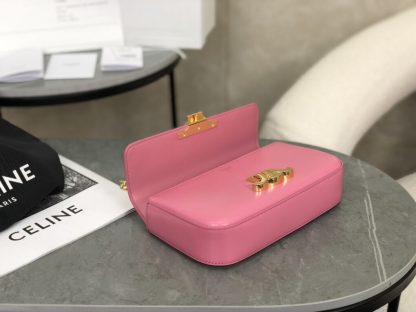 REPLICA CELINE CHAIN SHOULDER BAG CLAUDE IN SHINY CALFSKIN PINK #3937 - Image 9