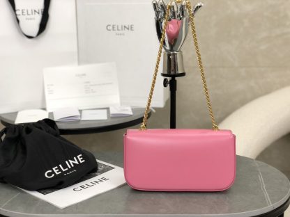 REPLICA CELINE CHAIN SHOULDER BAG CLAUDE IN SHINY CALFSKIN PINK #3937 - Image 12