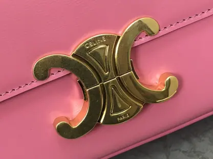 REPLICA CELINE CHAIN SHOULDER BAG CLAUDE IN SHINY CALFSKIN PINK #3937 - Image 15