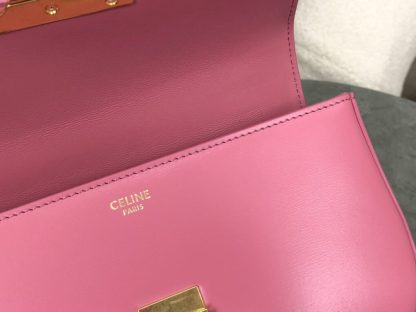 REPLICA CELINE CHAIN SHOULDER BAG CLAUDE IN SHINY CALFSKIN PINK #3937 - Image 3