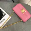 REPLICA CELINE CHAIN SHOULDER BAG CLAUDE IN SHINY CALFSKIN PINK #3937 - Image 5