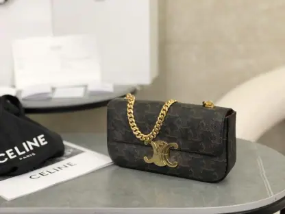 REPLICA CELINE CHAIN SHOULDER BAG CLAUDE IN TRIOMPHE CANVAS #3936 - Image 4
