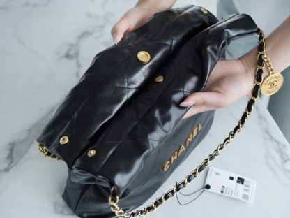 REPLICA CHANEL 22 SMALL HANDBAG CALFSKIN BLACK 2025 #4045 - Image 2