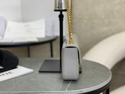 REPLICA CELINE CHAIN SHOULDER BAG CLAUDE IN SHINY CALFSKIN GREY #3940 - Image 14