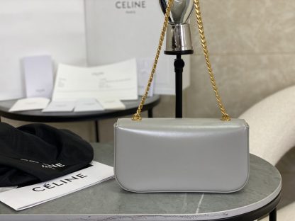 REPLICA CELINE CHAIN SHOULDER BAG CLAUDE IN SHINY CALFSKIN GREY #3940 - Image 15
