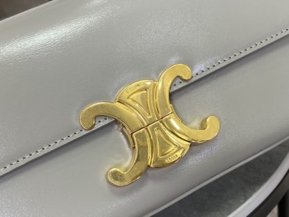 REPLICA CELINE CHAIN SHOULDER BAG CLAUDE IN SHINY CALFSKIN GREY #3940 - Image 16