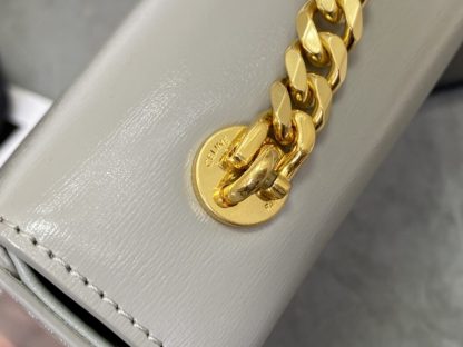 REPLICA CELINE CHAIN SHOULDER BAG CLAUDE IN SHINY CALFSKIN GREY #3940 - Image 7
