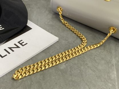 REPLICA CELINE CHAIN SHOULDER BAG CLAUDE IN SHINY CALFSKIN GREY #3940 - Image 8