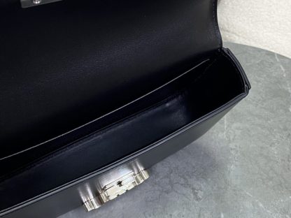 REPLICA CELINE CHAIN SHOULDER BAG CLAUDE IN SHINY CALFSKIN BLACK & SLIVER #3938 - Image 6