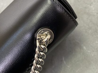 REPLICA CELINE CHAIN SHOULDER BAG CLAUDE IN SHINY CALFSKIN BLACK & SLIVER #3938 - Image 8