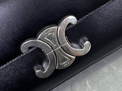 REPLICA CELINE CHAIN SHOULDER BAG CLAUDE IN SHINY CALFSKIN BLACK & SLIVER #3938 - Image 4