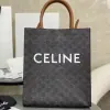 REPLICA CELINE SMALL CABAS VERTICAL IN TRIOMPHE CANVAS AND CALFSKIN 191542 TAN #3968