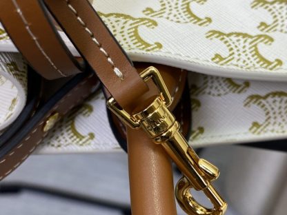 REPLICA CELINE SMALL CABAS VERTICAL IN TRIOMPHE CANVAS AND CALFSKIN 191542 WHITE #3967 - Image 9