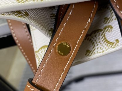 REPLICA CELINE SMALL CABAS VERTICAL IN TRIOMPHE CANVAS AND CALFSKIN 191542 WHITE #3967 - Image 11