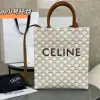 REPLICA CELINE SMALL CABAS VERTICAL IN TRIOMPHE CANVAS AND CALFSKIN 191542 WHITE #3967