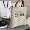 REPLICA CELINE SMALL CABAS VERTICAL IN TRIOMPHE CANVAS AND CALFSKIN 191542 WHITE #3967 - Image 16