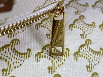 REPLICA CELINE SMALL CABAS VERTICAL IN TRIOMPHE CANVAS AND CALFSKIN 191542 WHITE #3967 - Image 3