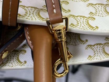 REPLICA CELINE SMALL CABAS VERTICAL IN TRIOMPHE CANVAS AND CALFSKIN 191542 WHITE #3967 - Image 4