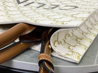 REPLICA CELINE SMALL CABAS VERTICAL IN TRIOMPHE CANVAS AND CALFSKIN 191542 WHITE #3967 - Image 8