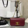REPLICA CELINE CHAIN SHOULDER BAG CLAUDE IN SHINY CALFSKIN RED #3942