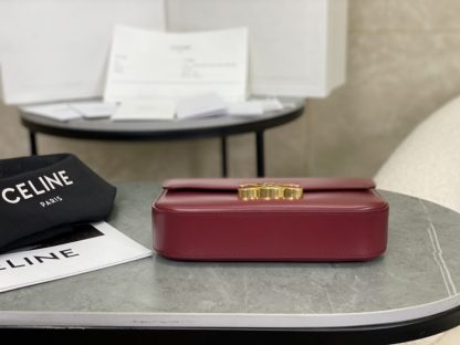 REPLICA CELINE CHAIN SHOULDER BAG CLAUDE IN SHINY CALFSKIN RED #3942 - Image 12