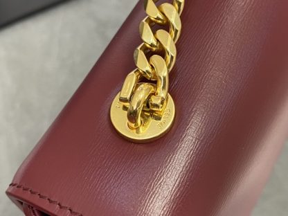 REPLICA CELINE CHAIN SHOULDER BAG CLAUDE IN SHINY CALFSKIN RED #3942 - Image 4
