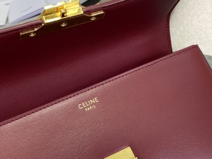 REPLICA CELINE CHAIN SHOULDER BAG CLAUDE IN SHINY CALFSKIN RED #3942 - Image 2