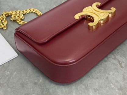 REPLICA CELINE CHAIN SHOULDER BAG CLAUDE IN SHINY CALFSKIN RED #3942 - Image 6