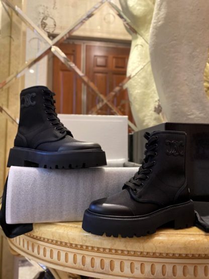 REPLICA CELINE BULKY LACED UP BOOT IN NYLON AND SHINY BULL #3920 - Image 9