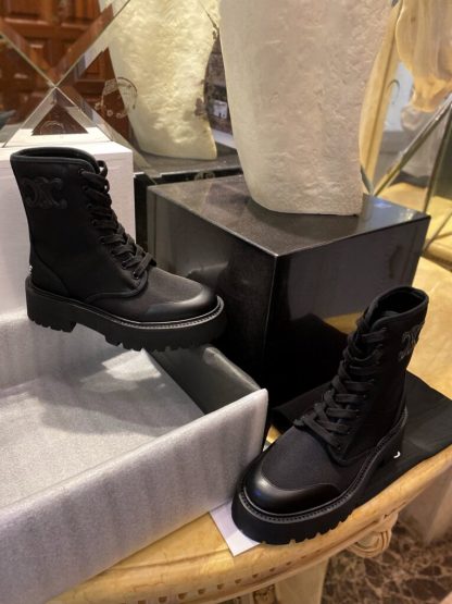 REPLICA CELINE BULKY LACED UP BOOT IN NYLON AND SHINY BULL #3920 - Image 2