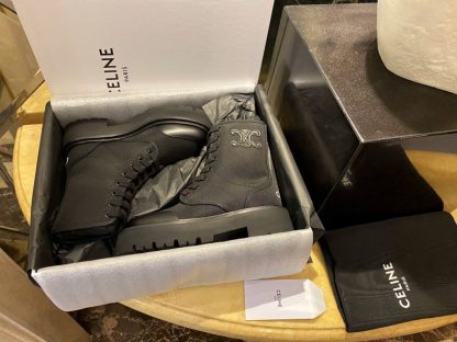 REPLICA CELINE BULKY LACED UP BOOT IN NYLON AND SHINY BULL #3920 - Image 10