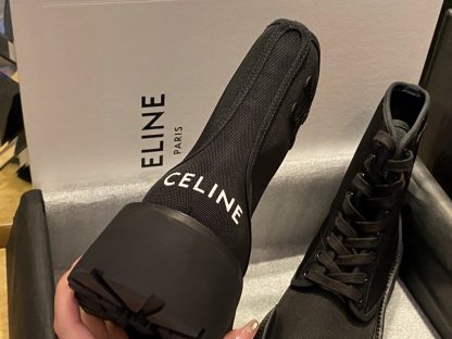 REPLICA CELINE BULKY LACED UP BOOT IN NYLON AND SHINY BULL #3920 - Image 6
