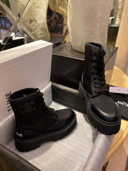 REPLICA CELINE BULKY LACED UP BOOT IN NYLON AND SHINY BULL #3920 - Image 7